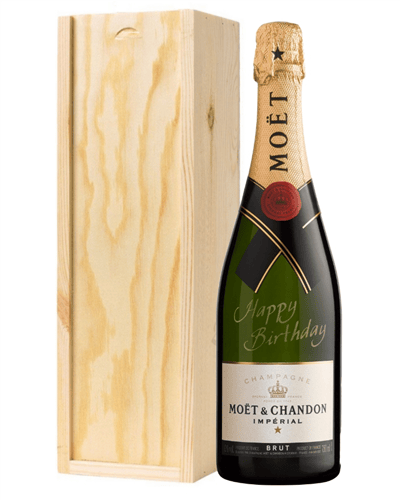  Moet Champagne Birthday Gift in Wooden Box (Happy Birthday Message)