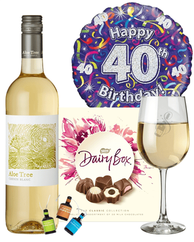 40th Birthday White Wine And Chocolates Gift