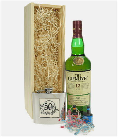 50th Birthday Hip Flask And Whisky Gift
