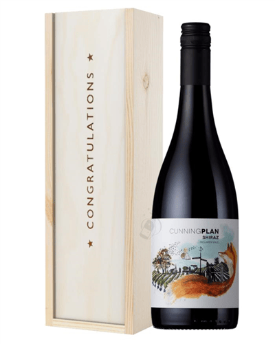 Australian Shiraz Red Wine Congratulations Gift In Wooden Box