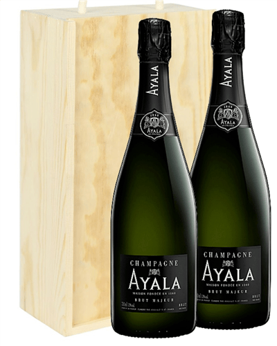 Ayala Two Bottle Champagne Gift in Wooden Box