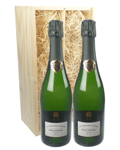 Bollinger Grande Annee Vintage Two Bottle Champagne Gift in Wooden Box