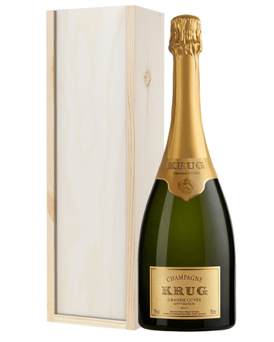 Krug Grande Cuvee Champagne Gift in Wooden Box