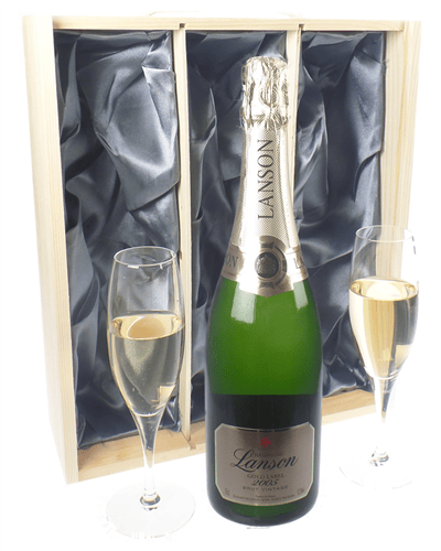 Lanson Gold Champagne Gift Set With Flute Glasses