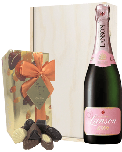 Lanson Rose Champagne & Belgian Chocolates Gift Box