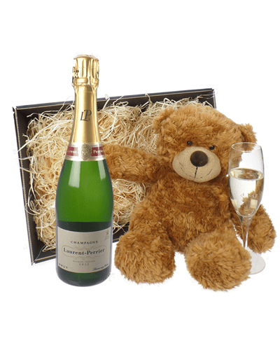 Laurent Perrier Champagne and Teddy Bear Gift Basket