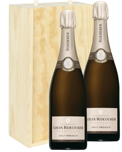 Louis Roederer Two Bottle Champagne Gift in Wooden Box