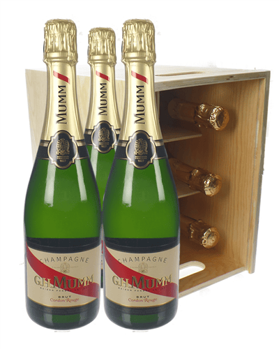 Mumm Champagne Six Bottle Wooden Crate