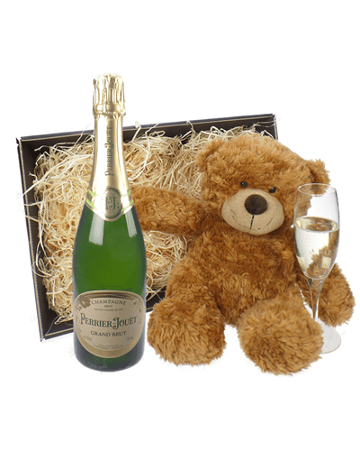 Perrier Jouet Champagne and Teddy Bear Gift Basket