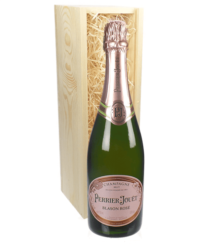 Perrier Jouet Rose Champagne Gift in Wooden Box