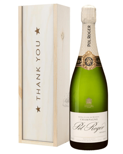 Pol Roger Champagne Thank You Gift In Wooden Box