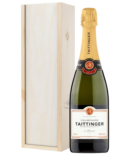 Taittinger Brut Champagne Gift in Wooden Box