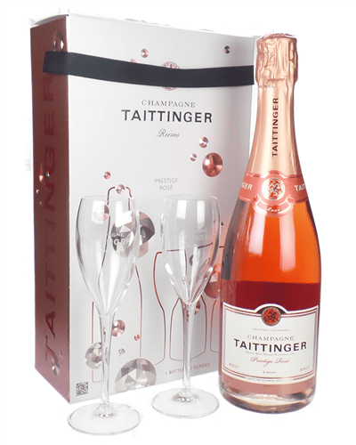 Taittinger Rose Champagne Branded Flute Set