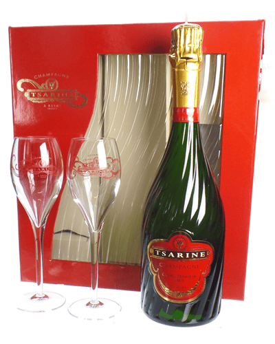 Tsarine Champagne Gift Set With Flute Glasses