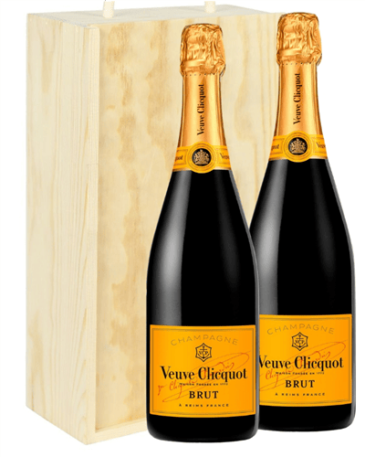 Veuve Clicquot Two Bottle Champagne Gift in Wooden Box