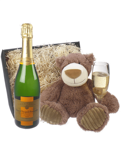Veuve Clicquot Vintage Champagne and Teddy Bear Gift Basket
