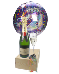 21st Birthday Gift - Moet Champagne - Balloon - Flute