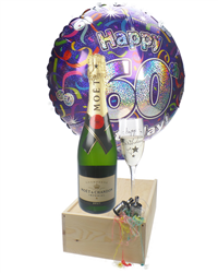 60th Birthday Gift - Moet Champagne - Balloon - Flute