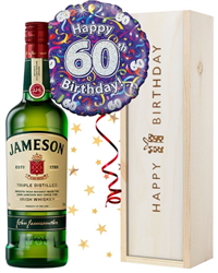 60th Birthday Irish Whiskey and Balloon Gift