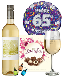 65th Birthday White Wine and Chocolates Gift