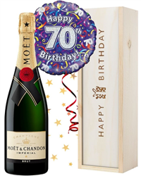 70th Birthday Champagne and Balloon Gift