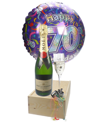 70th Birthday Gift - Moet Champagne - Balloon - Flute