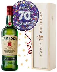 70th Birthday Irish Whiskey and Balloon Gift