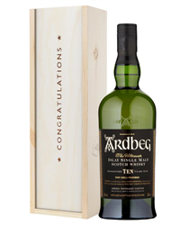 Ardbeg 10 Year Old Single Malt Whisky Congratulations Gift In Wooden Box