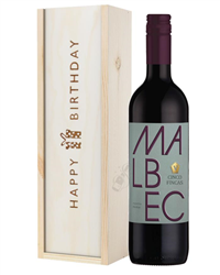 Argentinian Malbec Red Wine Birthday Gift In Wooden Box