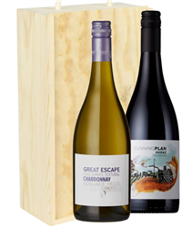 Australian Mixed Two Bottle Wine Gift in Wooden Box