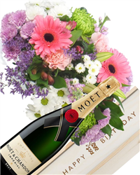 Champagne And Flowers Birthday Gift