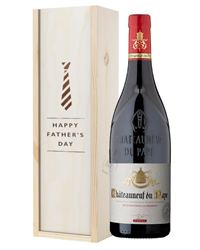 Chateauneuf Du Pape Red Wine Fathers Day Gift In Wooden Box