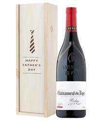 Chateauneuf Du Pape Red Wine Fathers Day Gift In Wooden Box