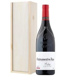 Chateauneuf Du Pape Red Wine Gift in Wooden Box