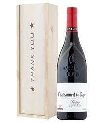 Chateauneuf Du Pape Red Wine Thank You Gift In Wooden Box