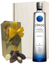 Ciroc Vodka And Chocolates Gift Set in Wooden Box