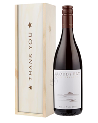Cloudy Bay Pinot Noir Red Wine Thank You Gift In Wooden Box