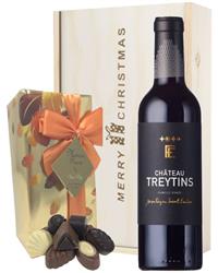 French Bordeaux Red Wine Christmas Wine and Chocolate Gift Box