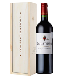 French Bordeaux Red Wine Congratulations Gift In Wooden Box