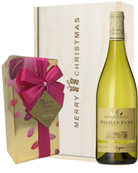 French Pouilly Fume White Wine  Christmas Wine and Chocolate Gift Box
