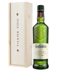 Glenfiddich 12 Year Old Single Malt Whisky Thank You Gift In Wooden Box