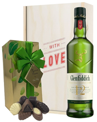 Glenfiddich Sinlge Malt Whisky and Chocolates Valentines Gift