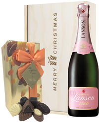 Lanson Rose Christmas Champagne and Chocolates Gift Box