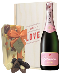 Lanson Rose Valentines Champagne and Chocolates Gift Box
