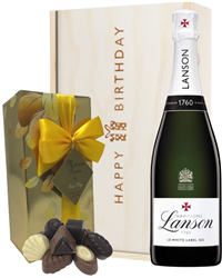 Lanson White Label Champagne and Chocolates Birthday Gift Box