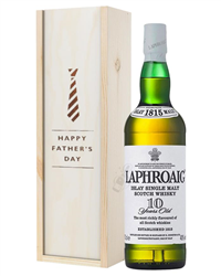 Laphroaig 10 Single Malt Whisky Fathers Day Gift In Wooden Box