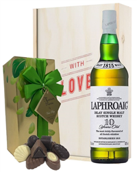 Laphroaig 10 Year Old Whisky and Chocolates Valentines Gift