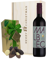 Malbec Christmas Wine and Chocolate Gift Box