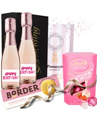 Mini Prosecco Rose Gift Set - 2 x Happy Birthday Labels
