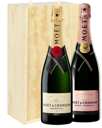 Moet And Moet Rose Two Bottle Champagne Gift